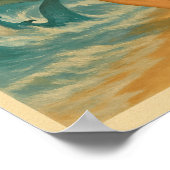 Reel Beach Shark Fishing Pin Up -Retro Coastal Ar ポスター (角)