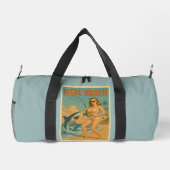 Reel Beach Shark Fishing Pin-Up Retro Coastal Blue ダッフルバッグ (裏面)