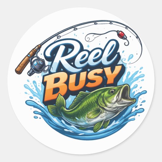 REEL BUSY- Fishing Sticker ラウンドシール (正面)