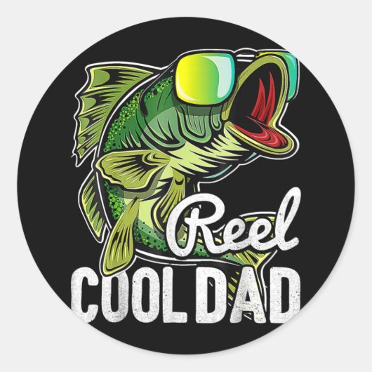 Reel Cool Dad Fisherman Daddy Fishing Fisherman ラウンドシール (正面)