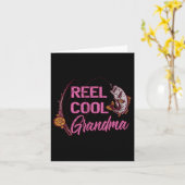 Reel Cool Grandma Woman Anglers Fishing  カード (黄色い花)