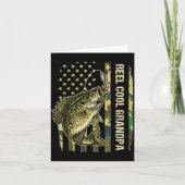 Reel Cool Grandpa Crape Fishing Camo American Flag カード (正面)