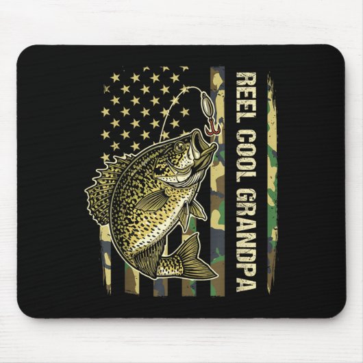 Reel Cool Grandpa Crape Fishing Camo American Flag マウスパッド (正面)