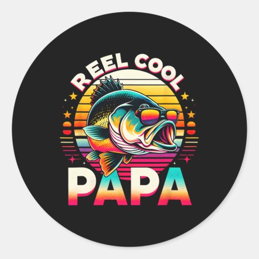 Reel Cool Papa Fisherman Fishing Dad Papa Father's ラウンドシール (正面)
