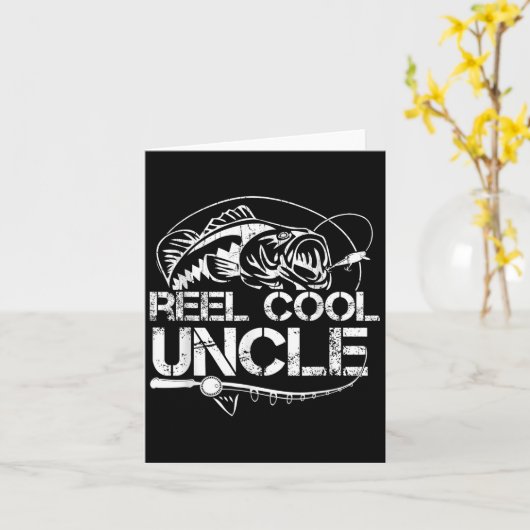 Reel Cool Uncle Fishing Daddy Fathers Day Dad For カード (黄色い花)