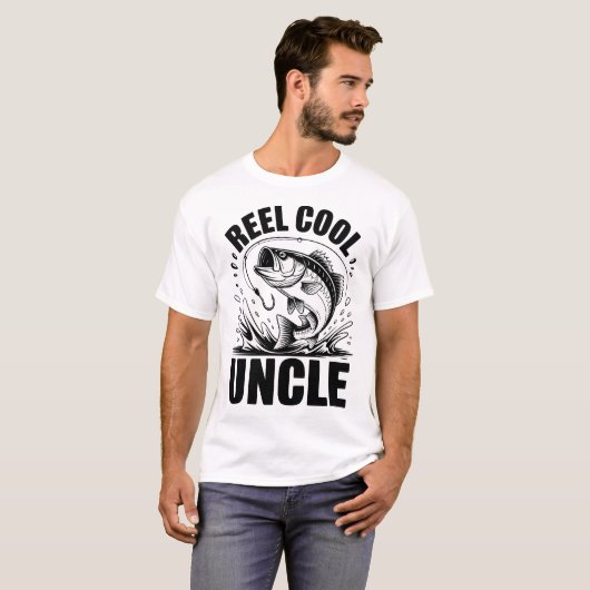 Reel Cool Uncle Fishing Funny Fisherman Gift Tシャツ (正面フル)