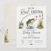 Reel Excited Bass Theme Fishing Baby Shower 招待状 (正面/裏面)