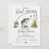 Reel Excited Bass Theme Fishing Baby Shower 招待状 (正面)