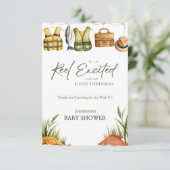 Reel Excited Little Fisherman Baby Shower  サンキューカード (スタンド正面)