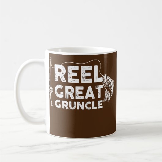 Reel Great Gruncle Fishing Daddy or Fisherman コーヒーマグカップ (左)