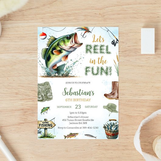 Reel in the Fun Fishing Birthday Invitation 招待状