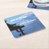 Reel in the Fun Sunset Fisherman 50th Birthday スクエアペーパーコースター (アングル)