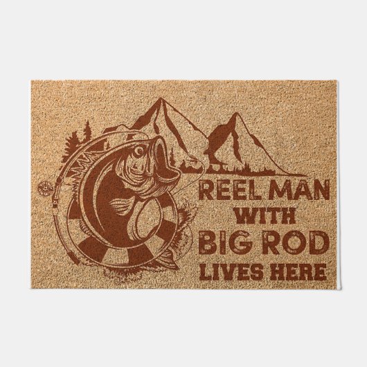 Reel Man With Big Rod Lives Here ドアマット (正面)