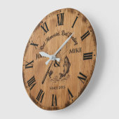 Reel Memories Real Bonding | Custom Fishing  ラージ壁時計 (傾斜)