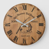Reel Memories Real Bonding | Custom Fishing  ラージ壁時計 (正面)