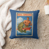 Reel Smooth Fisherman Retro Nautical Blue Fishing クッション (ブランケット)