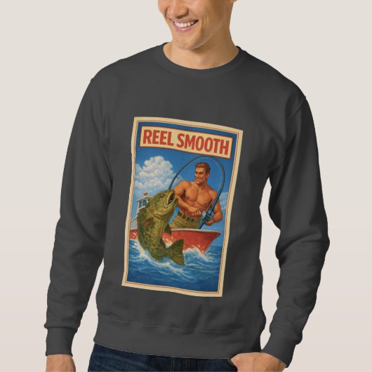Reel Smooth Fisherman Retro Nautical Salty Fishing スウェットシャツ (正面)