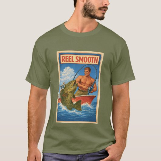 Reel Smooth Fisherman Retro Nautical Salty Fishing Tシャツ (正面)