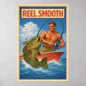 Reel Smooth Retro Grouper Fisherman | Angler Art ポスター (正面)