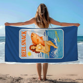Reel Snack Retro Pin-Up Red Snapper Fishing Boater ビーチタオル