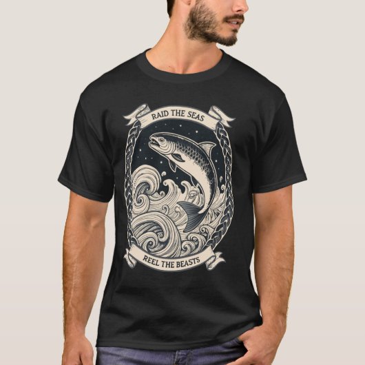 Reel the Beasts u2013 Norse Knotwork Mythology Vik Tシャツ (正面)