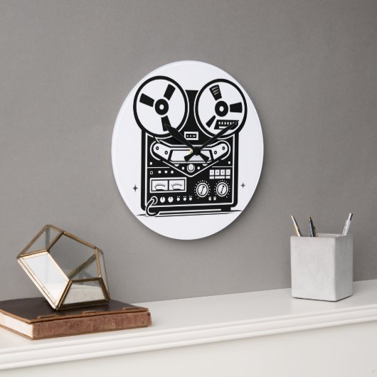 Reel-to-Reel Tape Recorder Wall Clock ラージ壁時計 (オフィス)