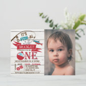 Reeling In The Big One魚釣り1st Birthday Photo 招待状 (スタンド正面)