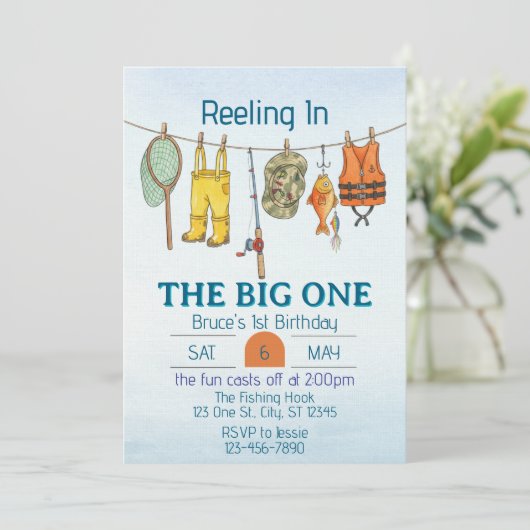 Reeling The Big One, Fishing Line 1st Birthday 招待状 (スタンド正面)