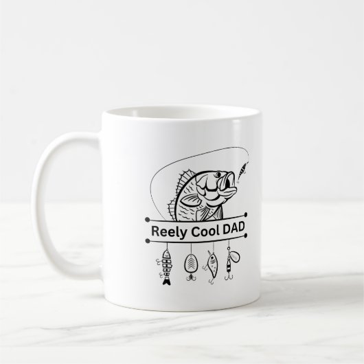"Reely Cool Dad" フィッシングマグ コーヒーマグカップ (左)
