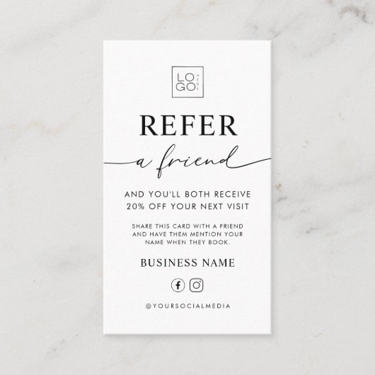 Refer A Friend Business Editable Referral Card 名刺 (正面)