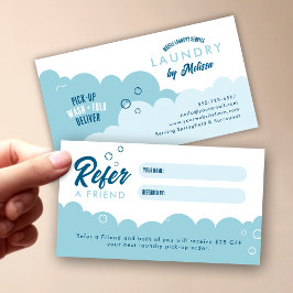 Refer A Friend Mobile Laundry Service Blue & White 紹介カード