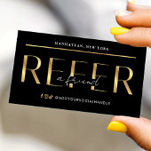 Refer A Friend Modern Black & Gold Logo Salon Spa 紹介カード