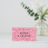 Refer a Friend Trendy Pink Abstract Spa Salon 紹介カード (スタンド正面)