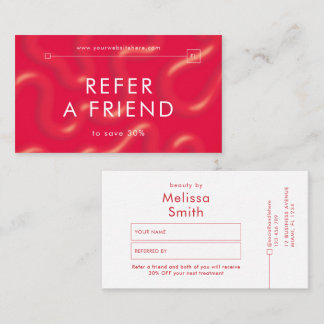 Refer a Friend Trendy Red Groovy Unique Spa Salon 紹介カード