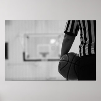 Referee Time out (Basketball) Black and White Post ポスター
