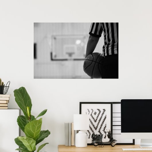 Referee Time out (Basketball) Black and White Post ポスター (ホームオフィス)