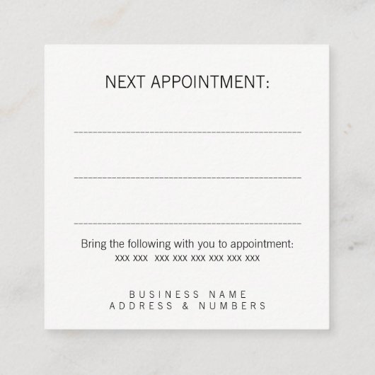 Referral Appointment Client Profile Card Set 紹介カード (裏面)