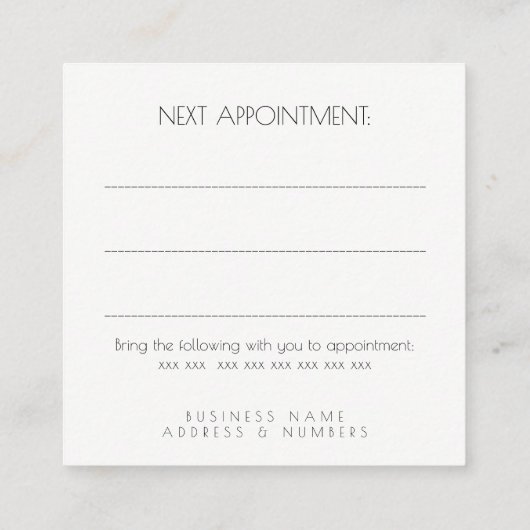Referral Appointment Client Profile Card Set 紹介カード (裏面)