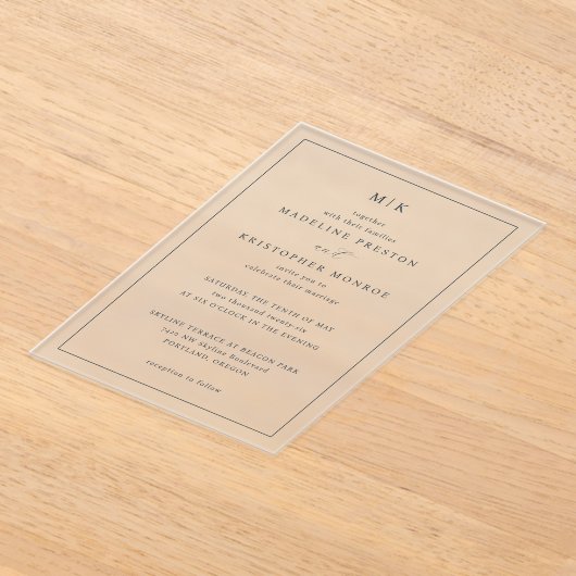 Refined Beige Calligraphy Invitation アクリル招待状 (レイダウン)