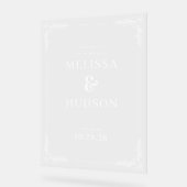 Refined Black Calligraphy With Floral アクリルサイン (傾斜)