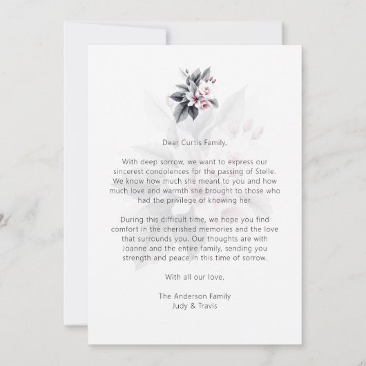 Refined Black White Illustration Leaves & Flowers (裏面)