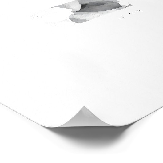 Refined Black White Overlapping Leaves & Flowers ポスター (角)