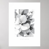 Refined Black White Overlapping Leaves & Flowers ポスター (正面)