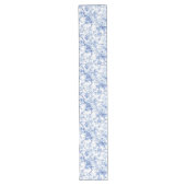Refined Blue French Toile Roses Floral Table Runne ロングテーブルランナー (正面)