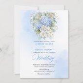 Refined Blue Hydrangea Floral Gold Wedding Invite 招待状 (正面)