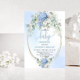 Refined Blue Hydrangeas Baby Shower Invitation 招待状