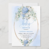Refined Blue Hydrangeas Baby Shower Invitation 招待状 (正面)