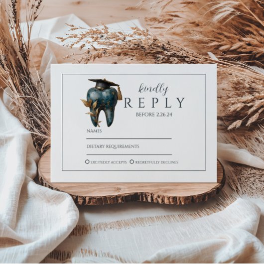 Refined Blue Tooth Laurel Graduation 出欠カード