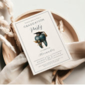 Refined Blue Tooth Laurel Graduation 招待状