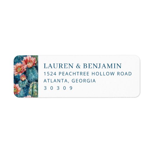 Refined Blue Watercolor Cactus ラベル (正面)